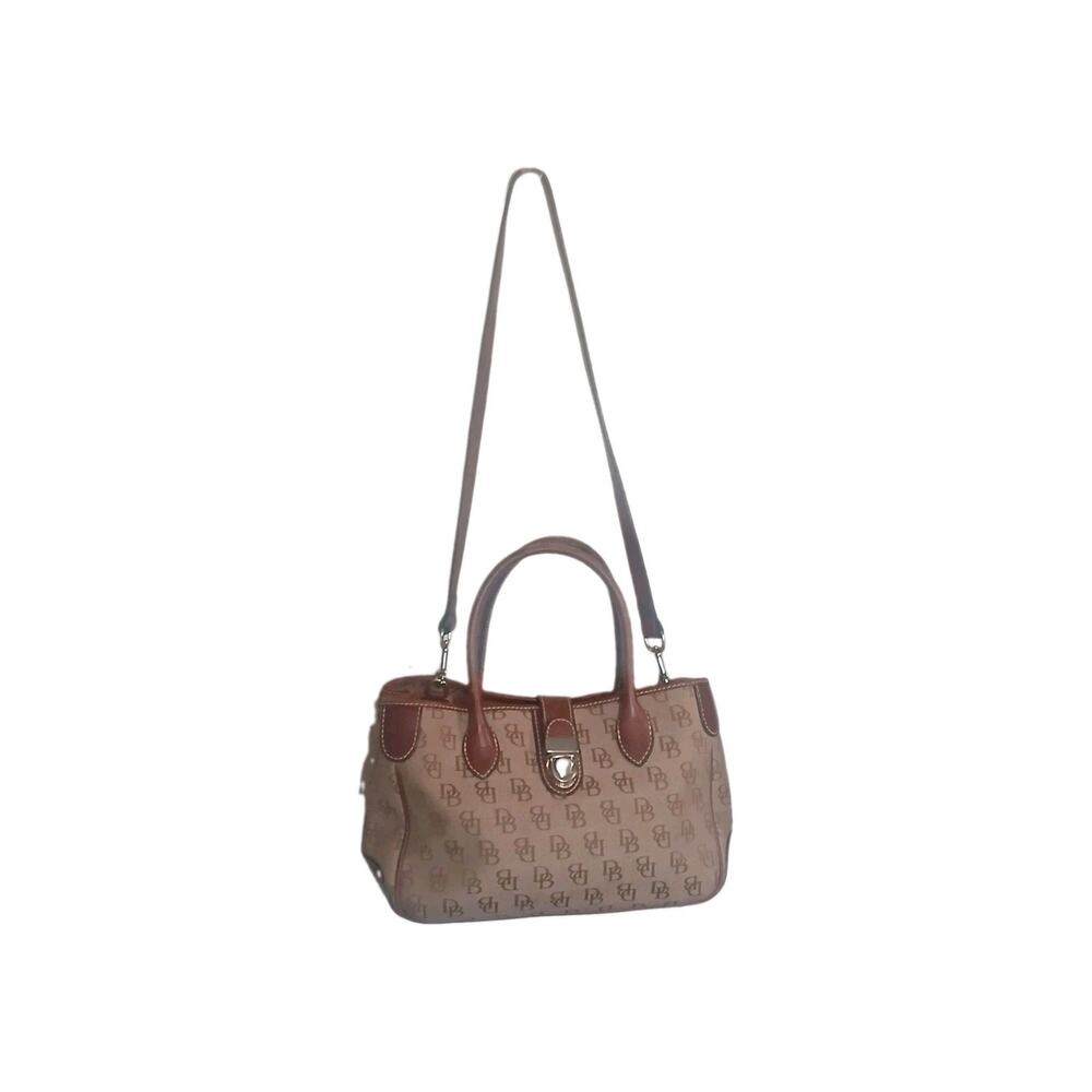 DOONEY BOURKE Y2K RETRO BROWN LEATHER TRIM CANVAS CONVERTIBLE STRAP MONOGRAM